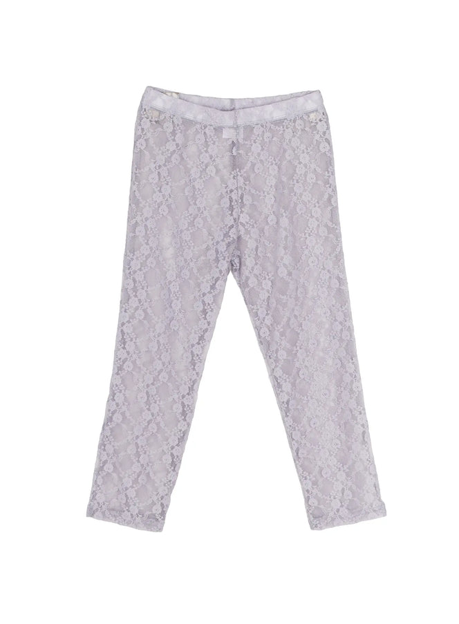 Lace Detail Capri Leggings CL508 in Light blue, size S/M