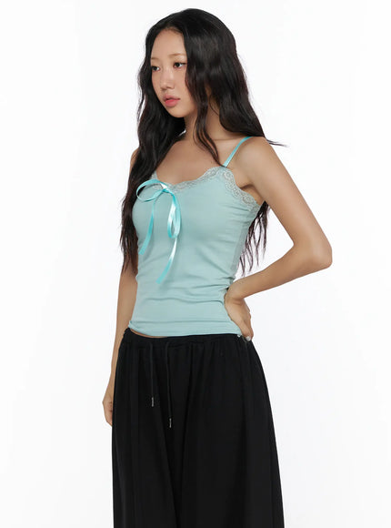 Lace Trim Cami Top CL513 in Mint, size S/M