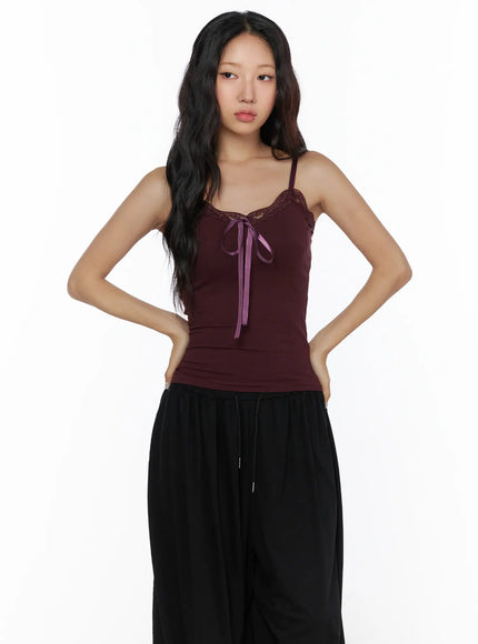 Lace Trim Cami Top CL513 in Purple, size S/M