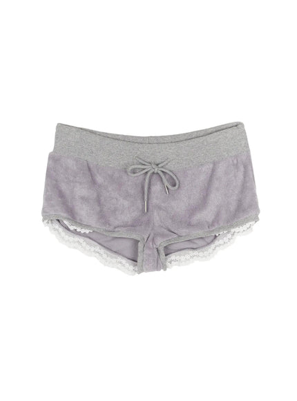 Lace-Trim Layered Shorts IL524 in Gray, size S/M