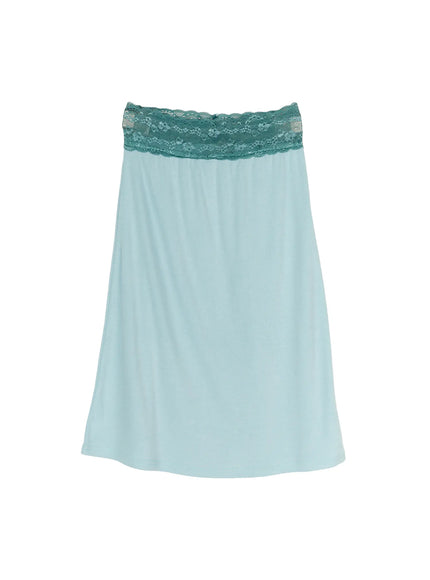Lace Trim Midi Skirt CL503 in Mint, size S/M