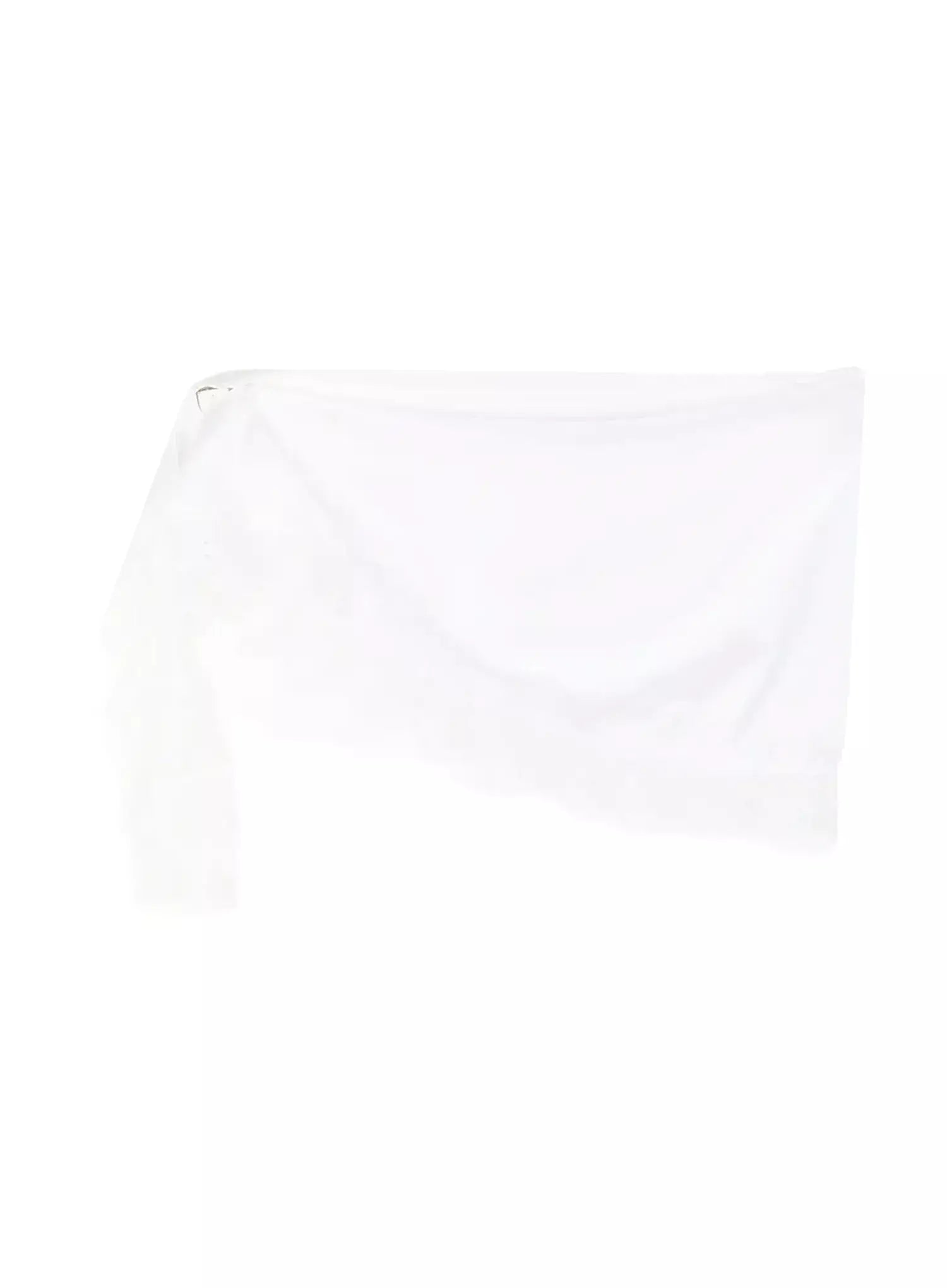 Lace Trim Satin Layering Skirt IU524 White flat-lay showing asymmetric wrap silhouette with button fastening and satin fabric without lace trim visible
