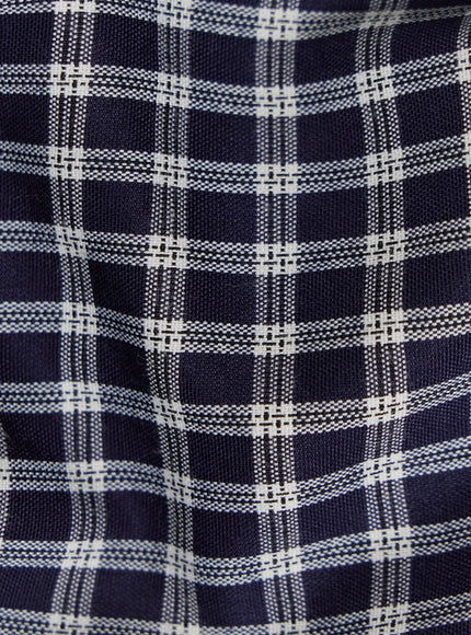 Leopard Print Sling Shoulder Bag CU524 close-up fabric swatch showing navy and white glen plaid woven textile pattern alternate material detail