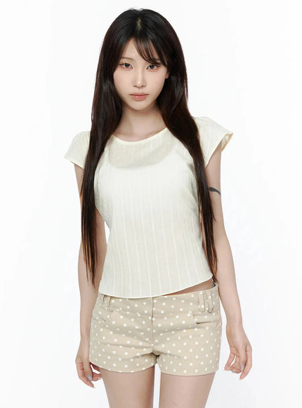Linen Summer Blouse IL506 in Light beige, size S/M