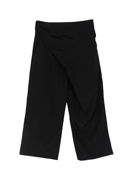 Linen Wrap Slacks CL527 in Black, size S/M
