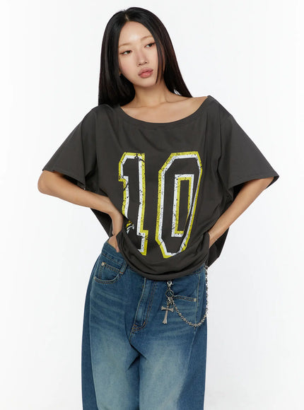 Loose Fit Oversized Tee CU526 in Dark gray, size M/L