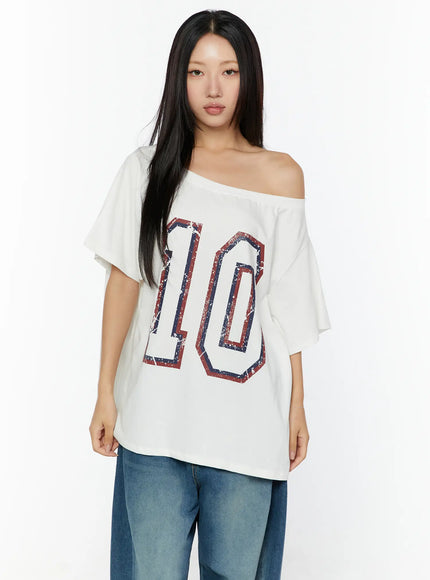 Loose Fit Oversized Tee CU526 in White, size M/L