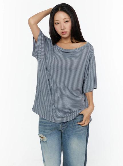 Loose Fit Striped Top CU526 in Blue, size M/L
