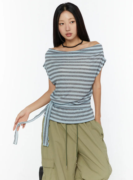 Loose Off-Shoulder Top CU526 in Light blue, size S/M