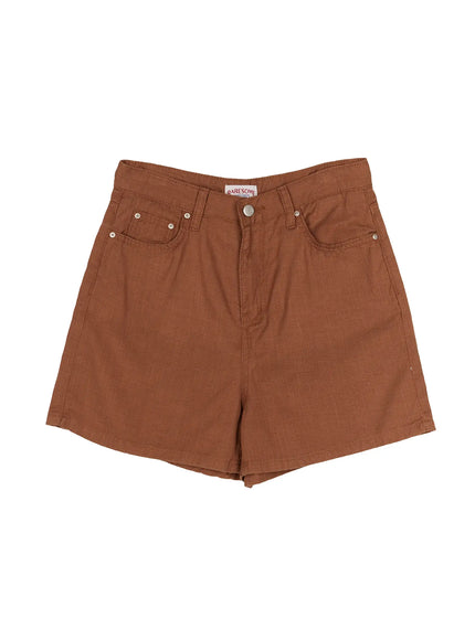 Low-Rise Cotton Shorts IL506 in Brown, size S