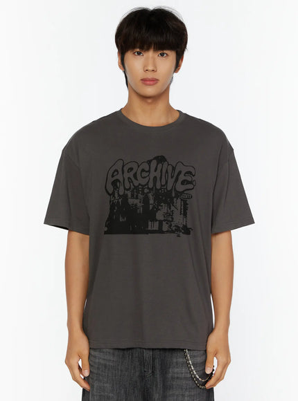Men's Archive Graphic T-Shirt IL515 in Dark gray, size M/L
