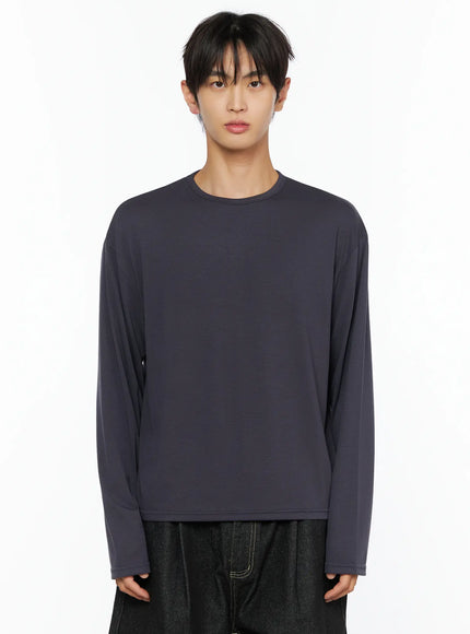 Men's Basic Long Sleeve T-Shirt IL528 in Dark gray, size M