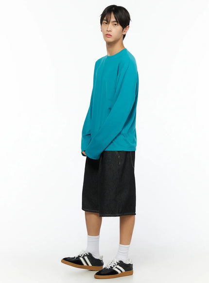 Men's Basic Long Sleeve T-Shirt IL528 in Mint, size M