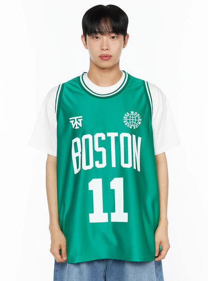 Men's Boston Sleeveless Jersey IL510 in Green, size M/L