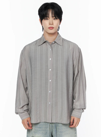Men's Casual Button-Up Shirt IL502 in Gray, size M/L