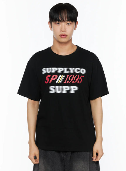 Men's Casual Graphic Tee IL514 in Black, size M/L