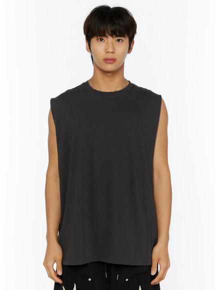 Men's Casual Sleeveless Top IL510 in Dark gray, size M/L