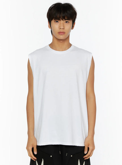 Men's Casual Sleeveless Top IL510 in White, size M/L