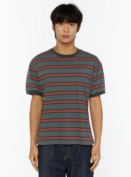Men's Casual Striped T-Shirt IL515 in Pink, size M/L