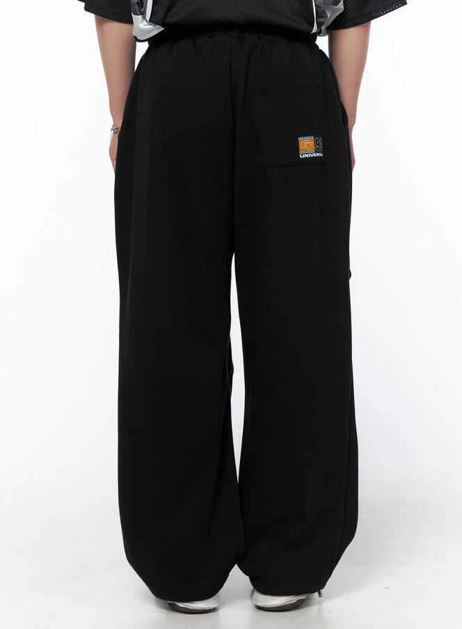 Men's Curved Fit Sweatpants (Black) IL502 in Black, size M/L