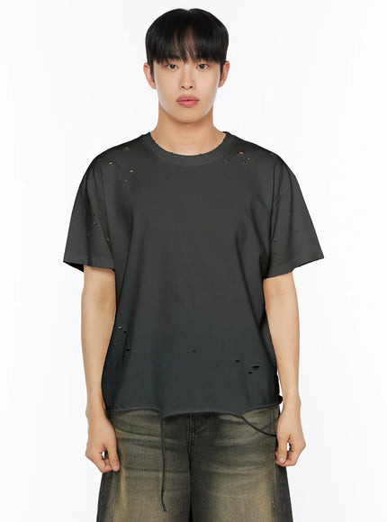 Men's Distressed Tee IL514 in Dark gray, size M/L