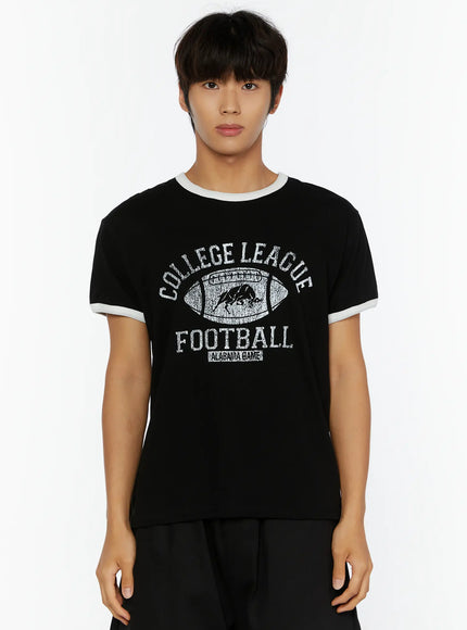 Men's Football Graphic T-Shirt IL513 in Black, size M/L