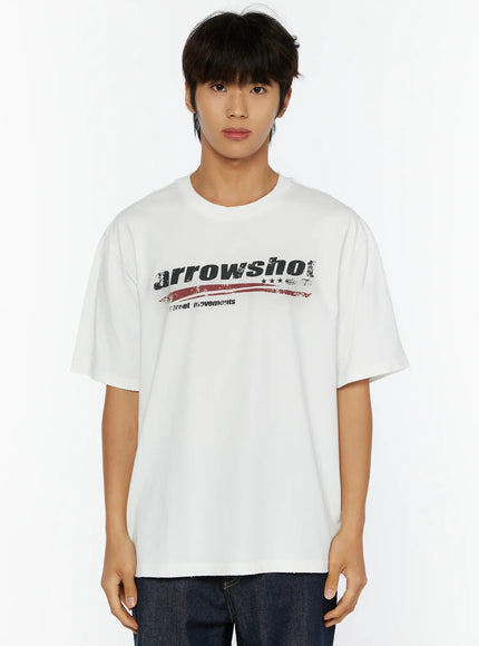 Men's Graphic Oversized T-Shirt IL515 in White, size M