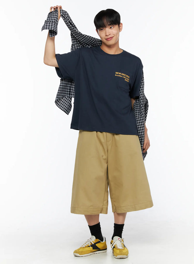 Men's Graphic Pocket Tee IL514 in Dark blue, size S/M
