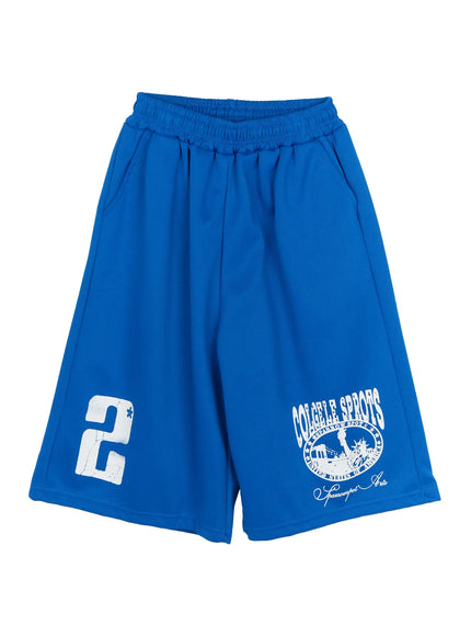 Men's Graphic Sweatshorts IL509 in Blue, size M/L