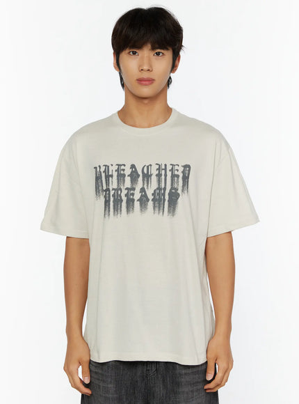 Men's Graphic T-Shirt IL515 in Light beige, size M/L