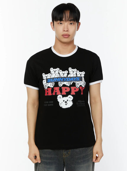 Men's Graphic T-Shirt IU529 in Black, size S/M