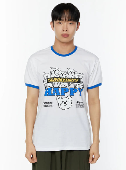 Men's Graphic T-Shirt IU529 in White, size S/M