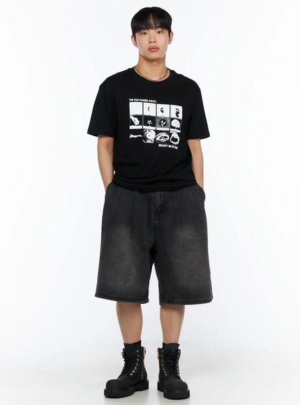 Men's Graphic Tee IL514 in Black, size M/L