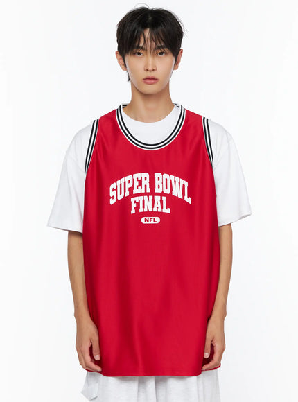 Men's Graphic Varsity Jersey IL515 in Red, size M/L