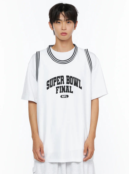 Men's Graphic Varsity Jersey IL515 in White, size M/L