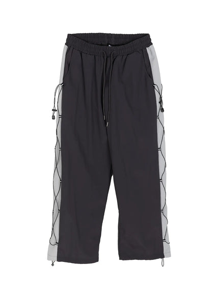 Men's Lace-Up Track Pants (Dark Gray) IL514 in Dark gray, size M/L