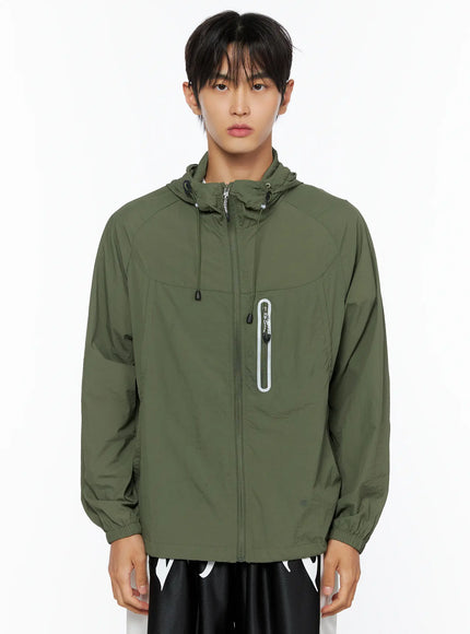 Men's Lightweight Windbreaker Jacket IL515 in Dark green, size M