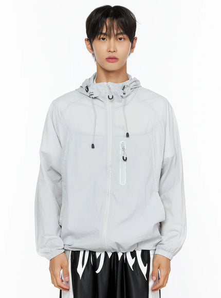 Men's Lightweight Windbreaker Jacket IL515 in Light gray, size M