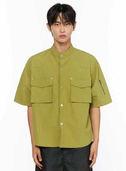 Men's Nylon Utility Shirt IL515 in Light green, size M/L
