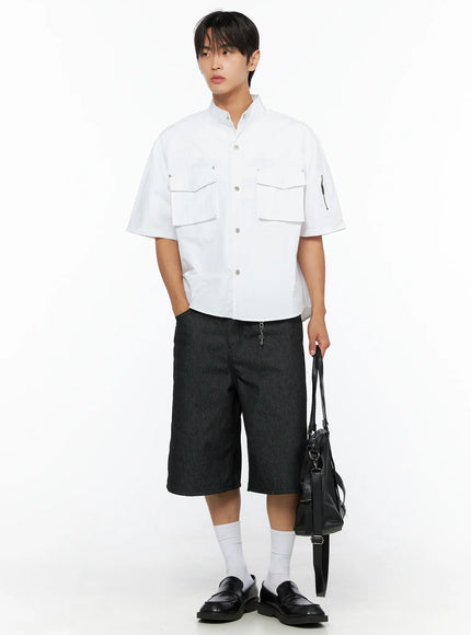 Men's Nylon Utility Shirt IL515 in White, size M/L