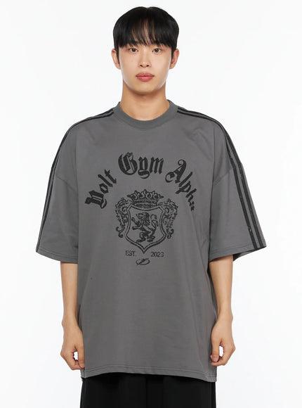 Men's Oversized Athletic Tee IL514 in Dark gray, size M/L