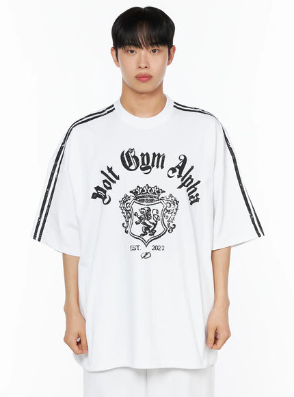 Men's Oversized Athletic Tee IL514 in White, size M/L