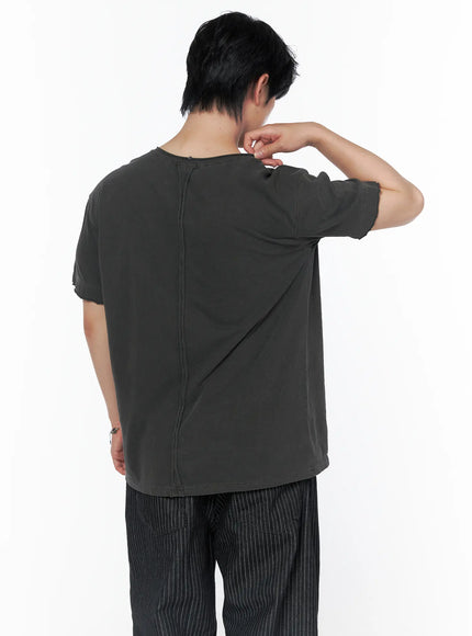 Men's Pigment Washed T-Shirt IU523 in Dark gray, size M/L