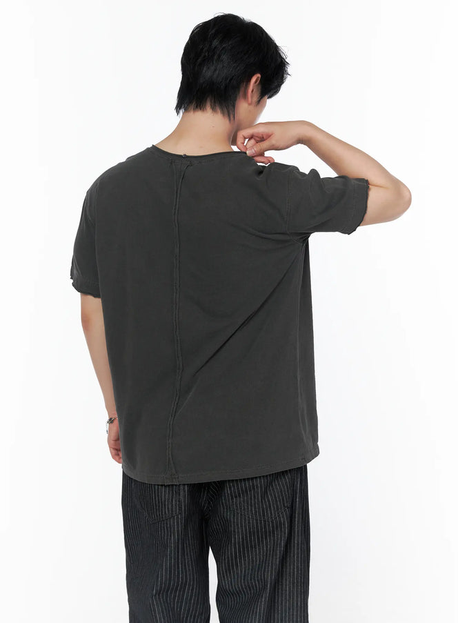 Men's Pigment Washed T-Shirt IU523 in Dark gray, size M/L