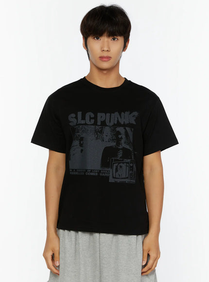 Men's Punk Graphic T-Shirt IL513 in Black, size M/L