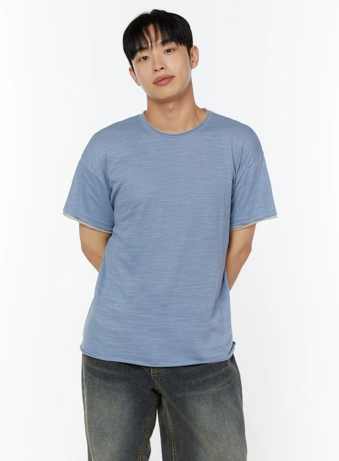 Men's Relaxed Fit T-Shirt IU529 in Light blue, size M/L
