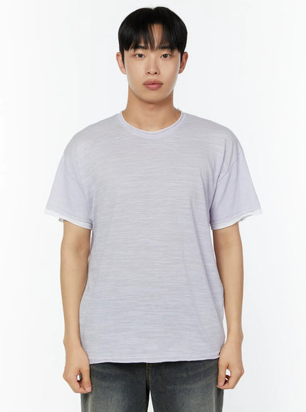 Men's Relaxed Fit T-Shirt IU529 in Light purple, size M/L