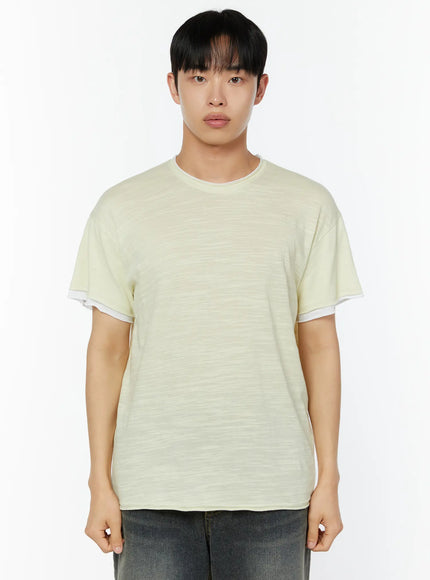Men's Relaxed Fit T-Shirt IU529 in Light yellow, size M/L