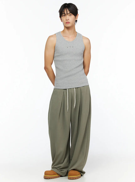 Men's Ribbed Studded Tank Top IL528 in Gray, size S/M