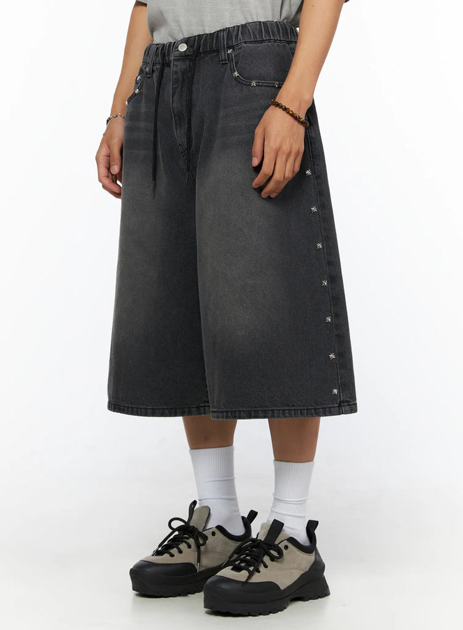 Men's Studded Jorts IL520 in Black, size M/L